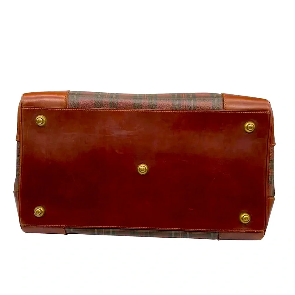 RALPH LAUREN Tartan Plaid Brown Green Doctor Bag Boston Weekend Travel Suitcase